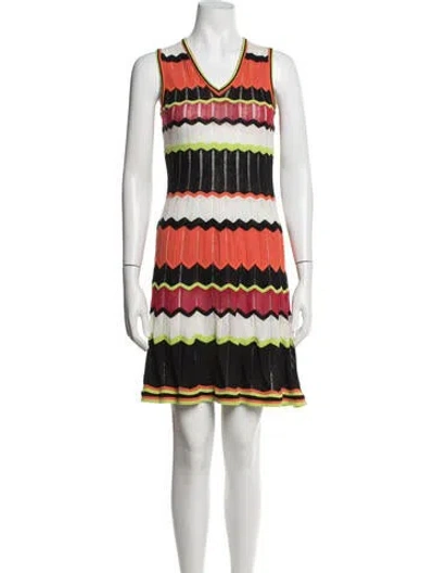 Pre-owned M Missoni Striped Mini Dress In Orange
