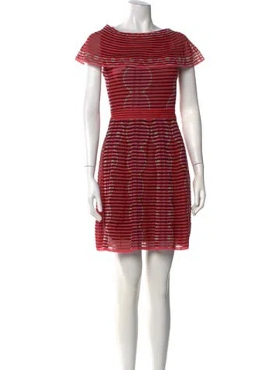 Pre-owned M Missoni Striped Mini Dress In Pink