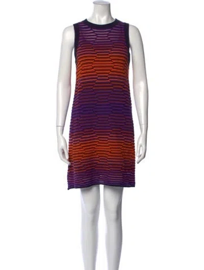 Pre-owned M Missoni Striped Mini Dress In Pink