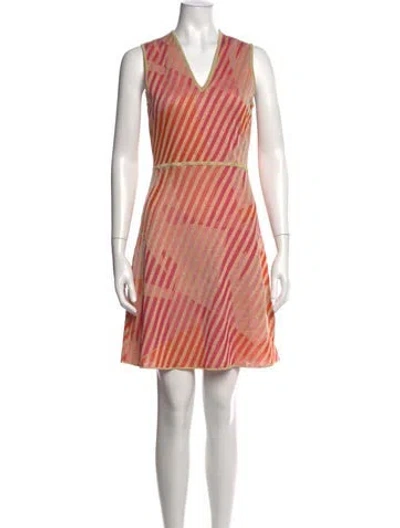 Pre-owned M Missoni Striped Mini Dress In Pink
