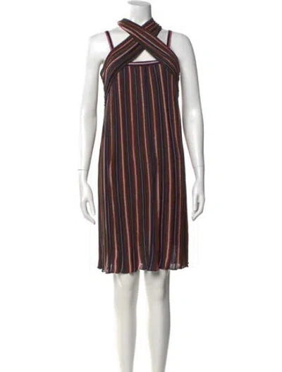 Pre-owned M Missoni Striped Mini Dress In Purple