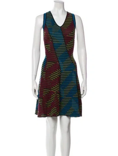 Pre-owned M Missoni Striped Mini Dress In Purple