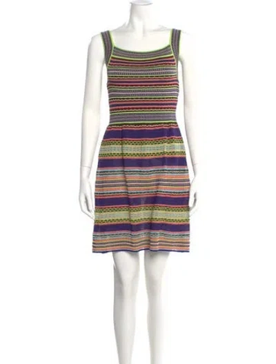 Pre-owned M Missoni Striped Mini Dress In Purple