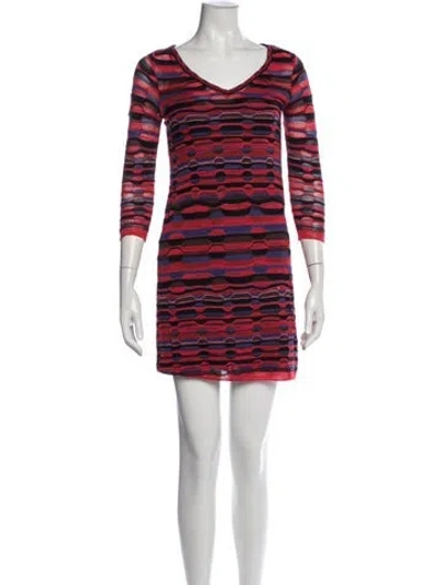 Pre-owned M Missoni Striped Mini Dress In Red