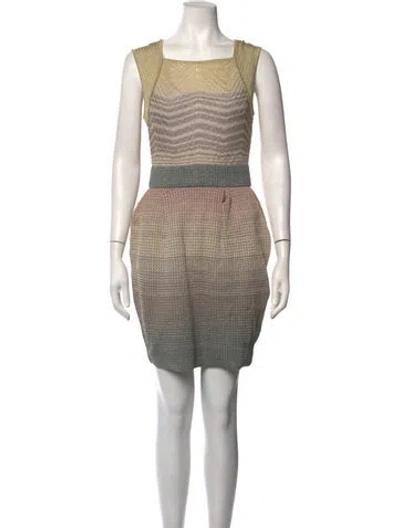 Pre-owned M Missoni Striped Mini Dress W/ Tags In Grey/metallic