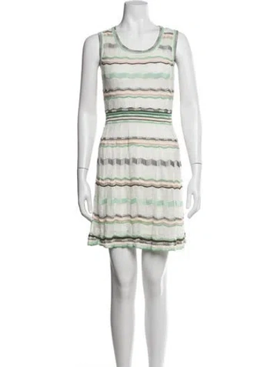 Pre-owned M Missoni Striped Mini Dress W/ Tags In Neutrals