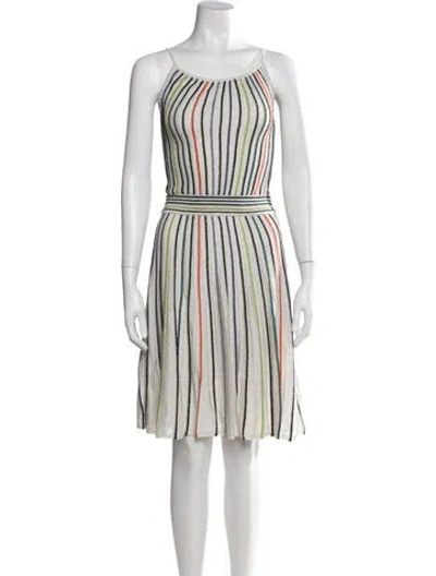 Pre-owned M Missoni Striped Mini Dress In White