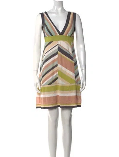 Pre-owned M Missoni Striped Mini Dress In Yellow