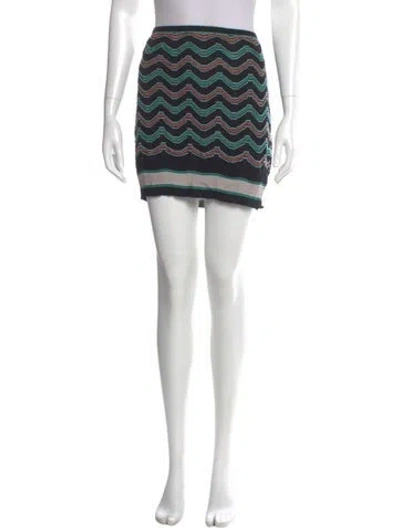 Pre-owned M Missoni Striped Mini Skirt In Black