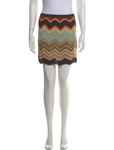 Pre-owned M Missoni Striped Mini Skirt In Black