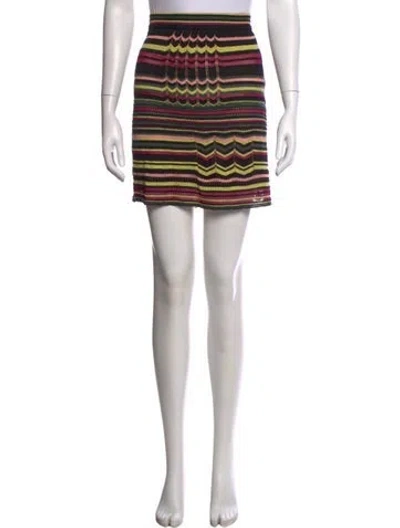 Pre-owned M Missoni Striped Mini Skirt In Black