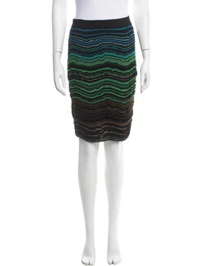 Pre-owned M Missoni Striped Mini Skirt In Black