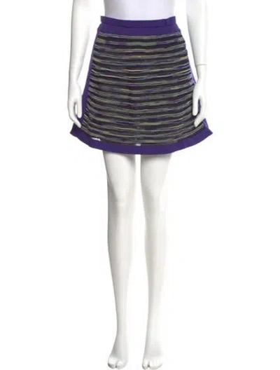 Pre-owned M Missoni Striped Mini Skirt In Blue