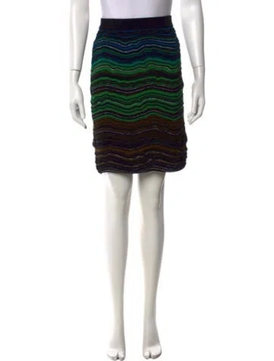 Pre-owned M Missoni Striped Mini Skirt In Blue/green