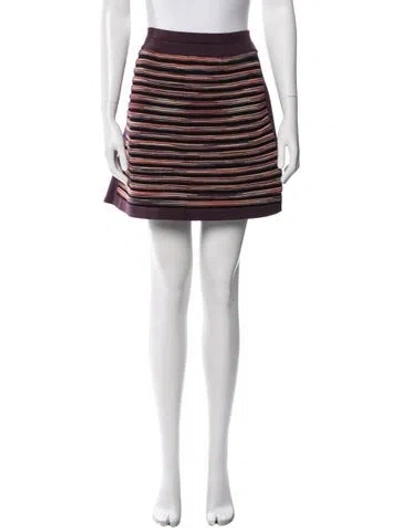 Pre-owned M Missoni Striped Mini Skirt In Burgundy