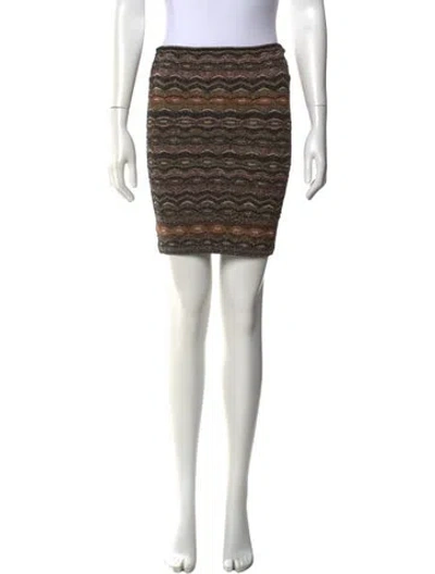 Pre-owned M Missoni Striped Mini Skirt In Gold