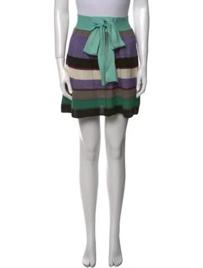 Pre-owned M Missoni Striped Mini Skirt In Green