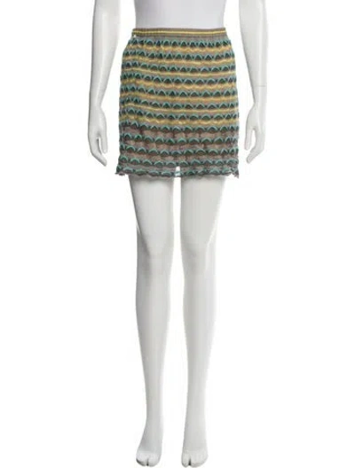Pre-owned M Missoni Striped Mini Skirt In Green