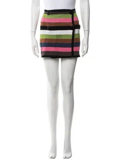 Pre-owned M Missoni Striped Mini Skirt In Metallic/orange