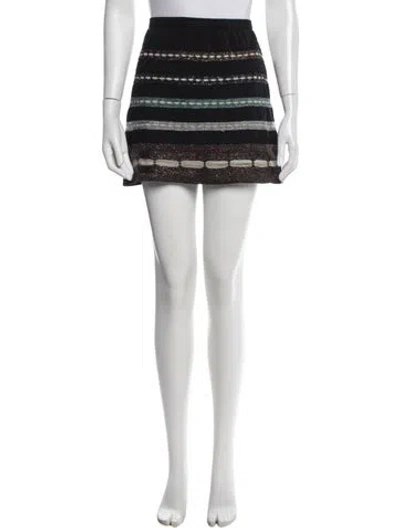 Pre-owned M Missoni Striped Mini Skirt In White