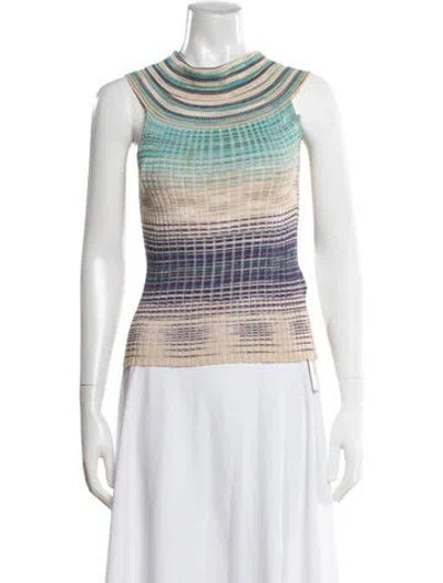 Pre-owned M Missoni Striped Mock Neck Sweater In Multi