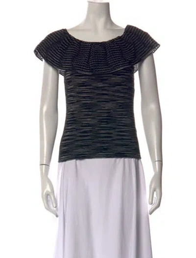 Pre-owned M Missoni Striped Off-the-shoulder Top W/ Tags In Black