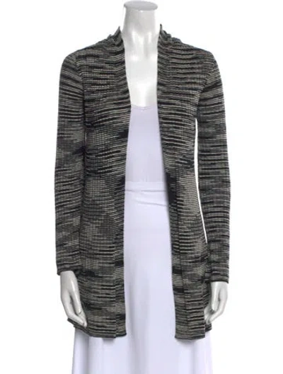 Pre-owned M Missoni Striped Open Front Sweater In Black