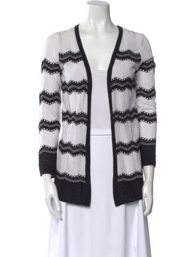 Pre-owned M Missoni Striped Open Front Sweater In Black