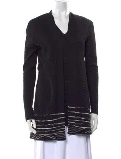 Pre-owned M Missoni Striped Open Front Sweater In Black
