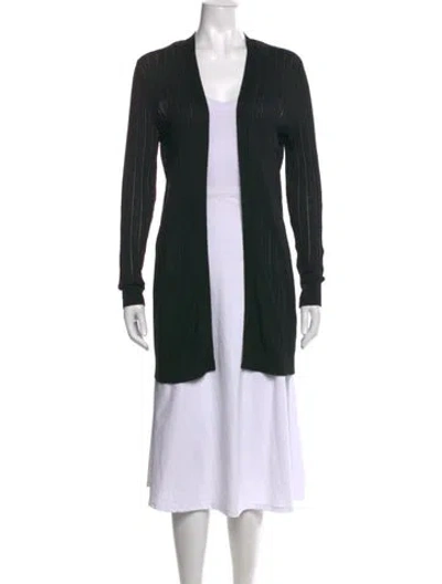 Pre-owned M Missoni Striped Open Front Sweater In Black