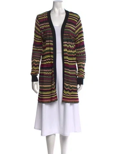 Pre-owned M Missoni Striped Open Front Sweater In Black