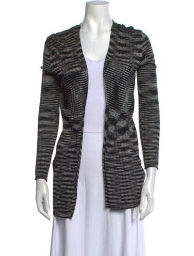 Pre-owned M Missoni Striped Open Front Sweater In Black