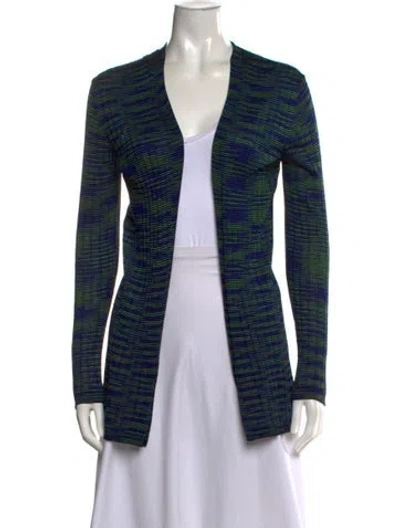 Pre-owned M Missoni Striped Open Front Sweater In Blue