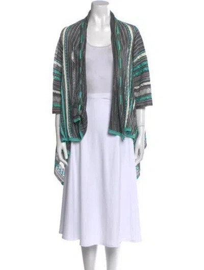 Pre-owned M Missoni Striped Open Front Sweater In Green