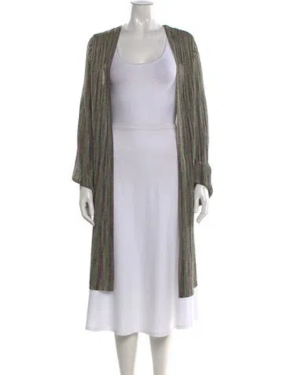 Pre-owned M Missoni Striped Open Front Sweater In Green