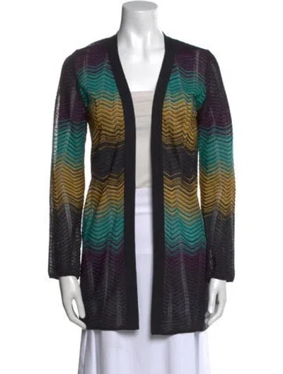 Pre-owned M Missoni Striped Open Front Sweater In Multi