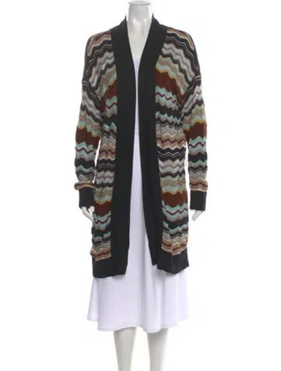 Pre-owned M Missoni Striped Open Front Sweater In Multi