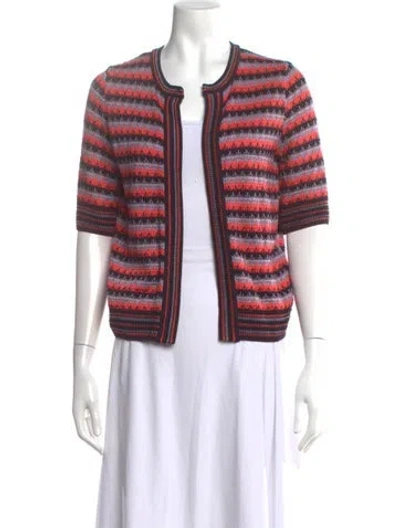 Pre-owned M Missoni Striped Open Front Sweater In Multi