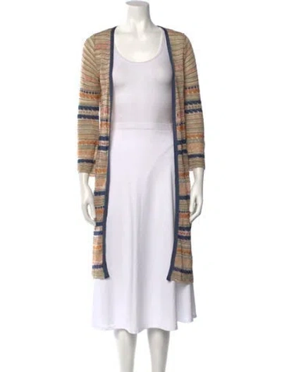 Pre-owned M Missoni Striped Open Front Sweater In Multicolor
