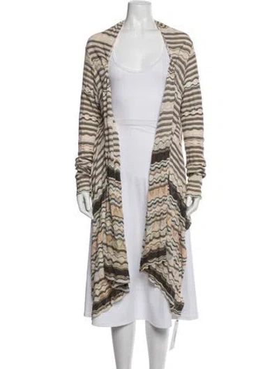 Pre-owned M Missoni Striped Open Front Sweater In Neutrals