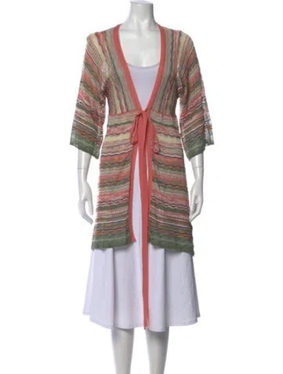 Pre-owned M Missoni Striped Open Front Sweater In Pink