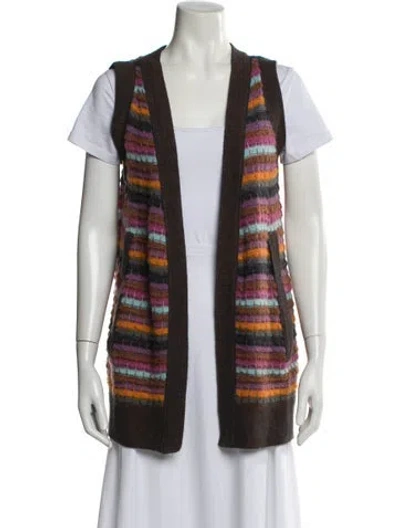 Pre-owned M Missoni Striped Open Front Sweater In Purple