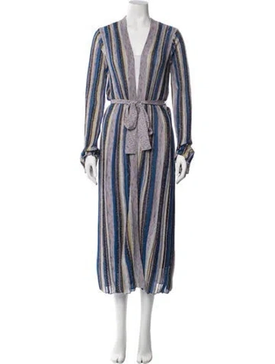 Pre-owned M Missoni Striped Open Front Sweater In Purple