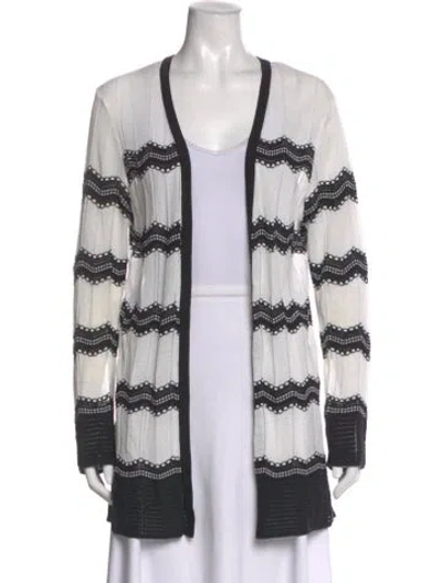 Pre-owned M Missoni Striped Open Front Sweater In White