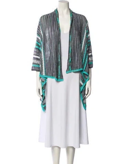 Pre-owned M Missoni Striped Open Front Sweater In White