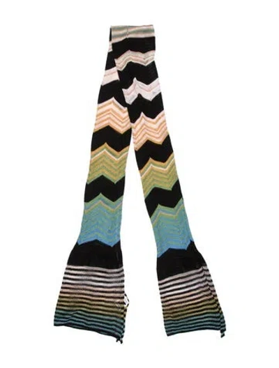 Pre-owned M Missoni Striped Scarf In Black
