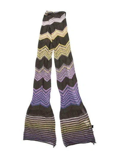 Pre-owned M Missoni Striped Scarf In Purple