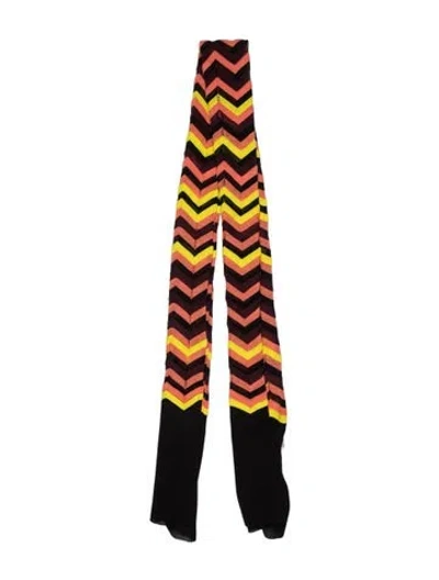 Pre-owned M Missoni Striped Scarf W/ Tags In Orange
