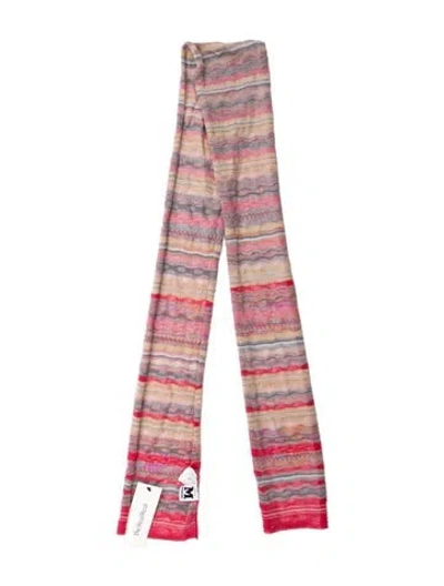 Pre-owned M Missoni Striped Scarf W/ Tags In Red