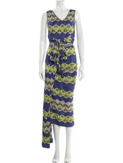 Pre-owned M Missoni Striped Scoop Neck Jumpsuit In Blue